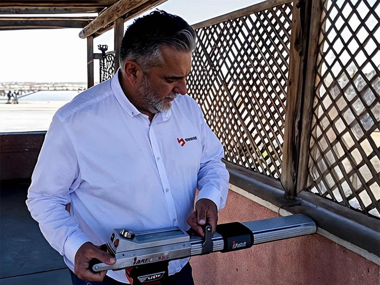 Técnico de Termicor diagnosticando una estructura de madera con el resistógrafo IML