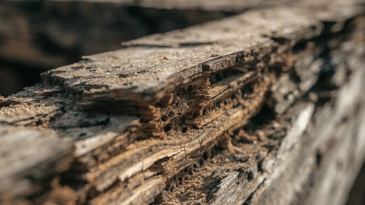 Madera debilitada por el ataque de carcoma