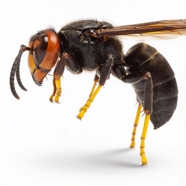 Avispa asiática o velutina sobre fondo neutro