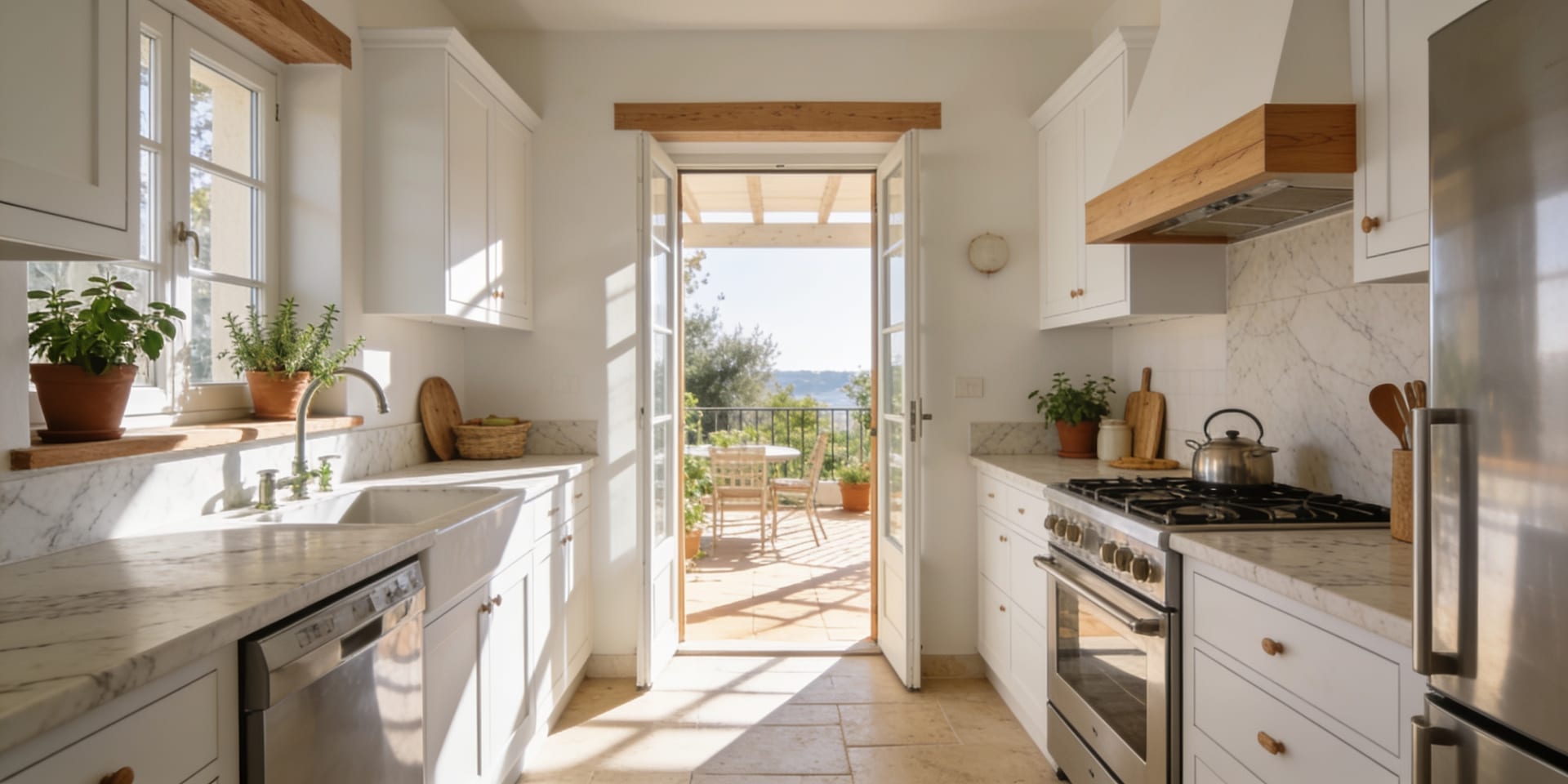 Cocina limpia y luminosa de una vivienda en Mallorca