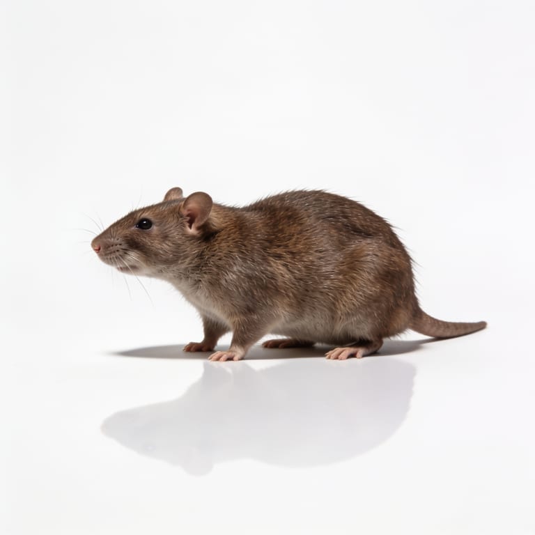 Rata gris o de alcantarilla sobre fondo neutro