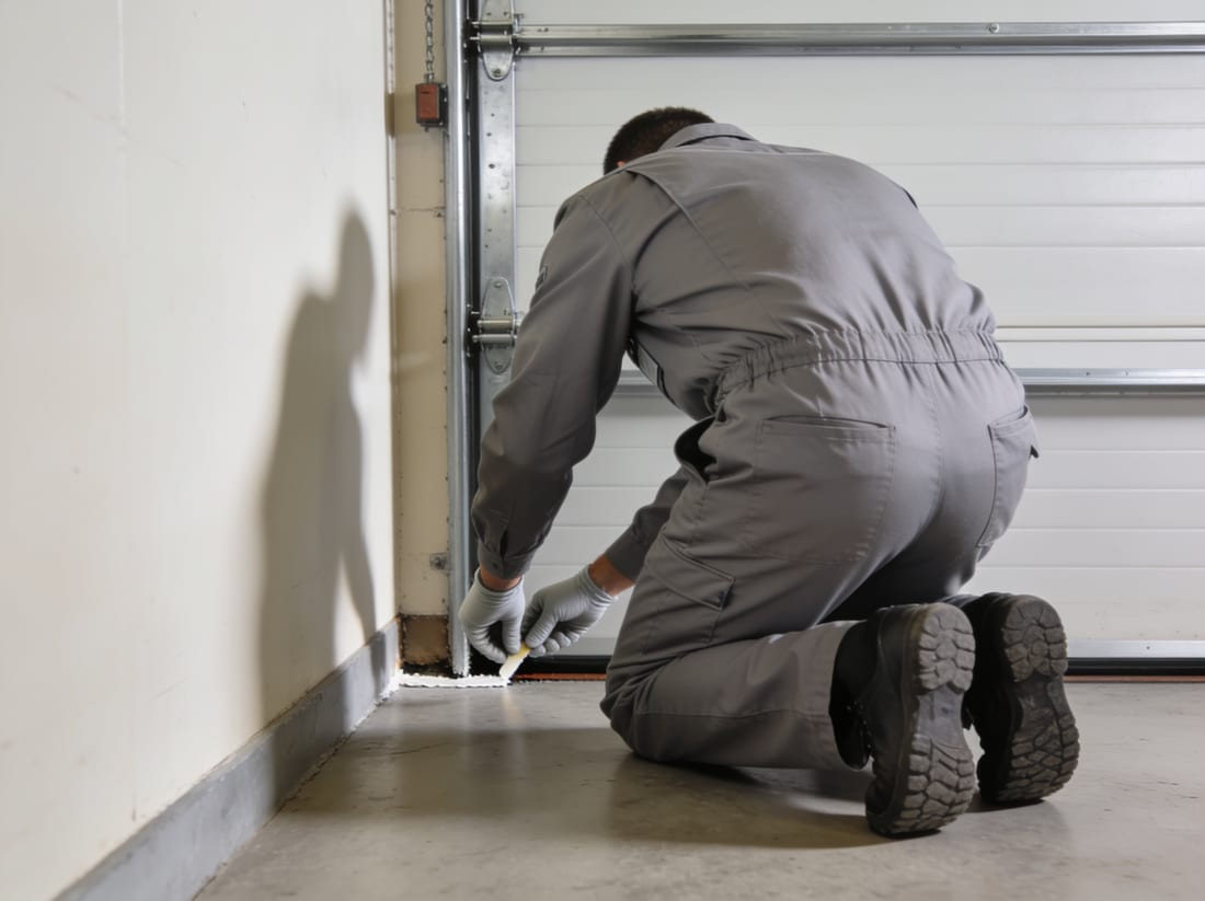 Técnico de Termicor sellando un acceso de roedores en un local de Mallorca